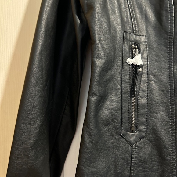 Max Studio Black Vegan Leather Biker Jacket NWOT - Picture 9 of 13